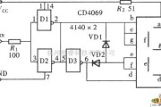 数字电路中的用门电路组成的文字显示型逻辑笔之一(CD4069)电路图