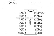 数字电路中的4000系列数字电路,40106六施密特触发器(反相)