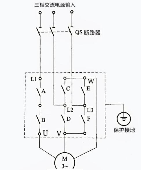 三相倒顺开关的接线图  第2张