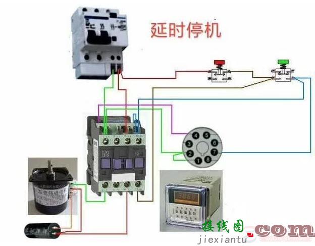 接触器延时断电与停机的接线图  第2张