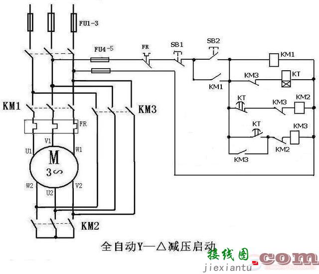 接触器星三角启动的简单电路图  第2张