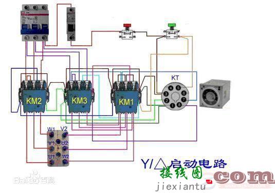 接触器星三角启动的简单电路图  第1张