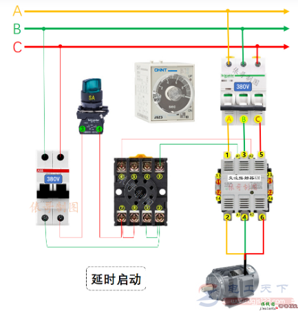 时间继电器怎么接线，一张实物接线图看一看  第2张