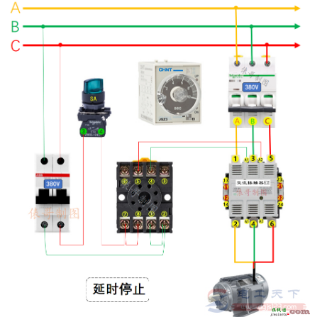 时间继电器怎么接线，一张实物接线图看一看  第3张