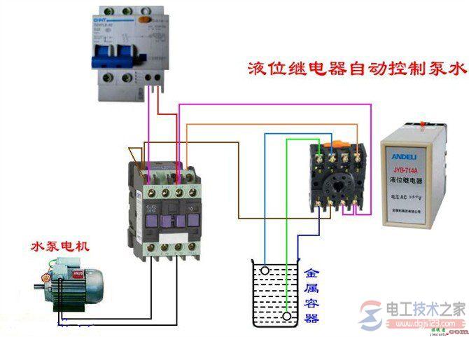 液位继电器自动控制水泵线路图示例  第1张