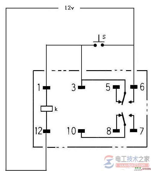 12v继电器自锁电路图(24V继电器也可使用)  第1张