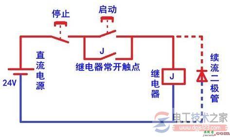 24v继电器自锁电路图的原理分析  第1张