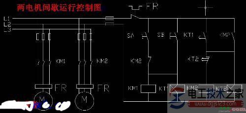 双时间继电器互相控制的线路图_两电动机间歇运行控制图  第1张