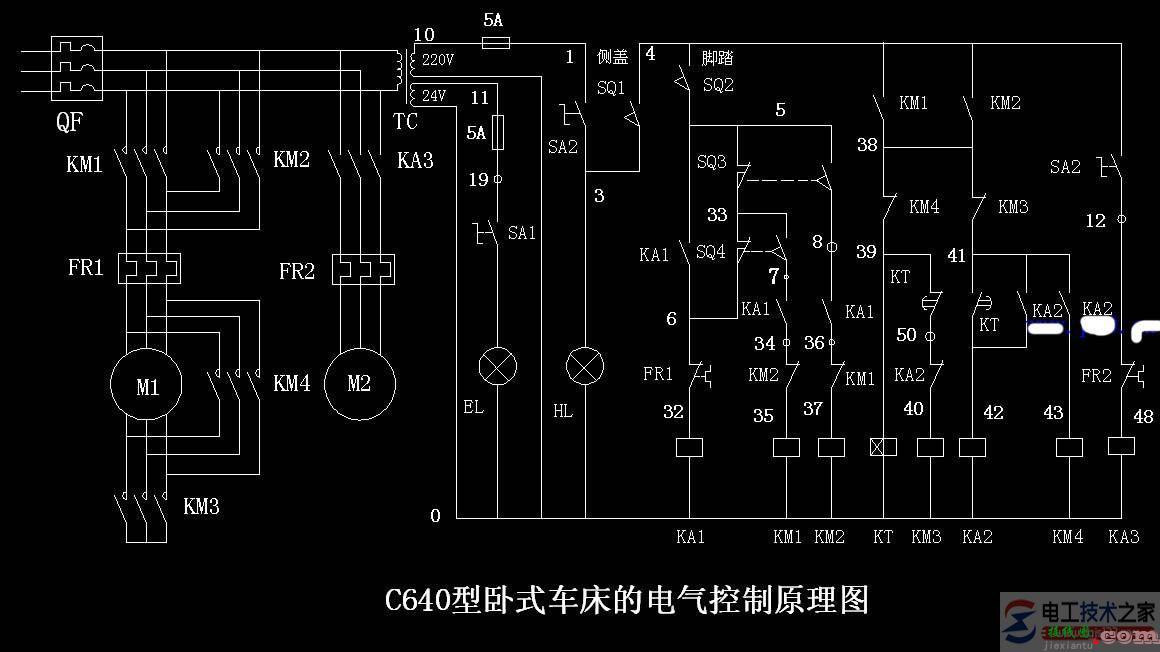 C460型卧式车床电气原理图及接线方式  第1张