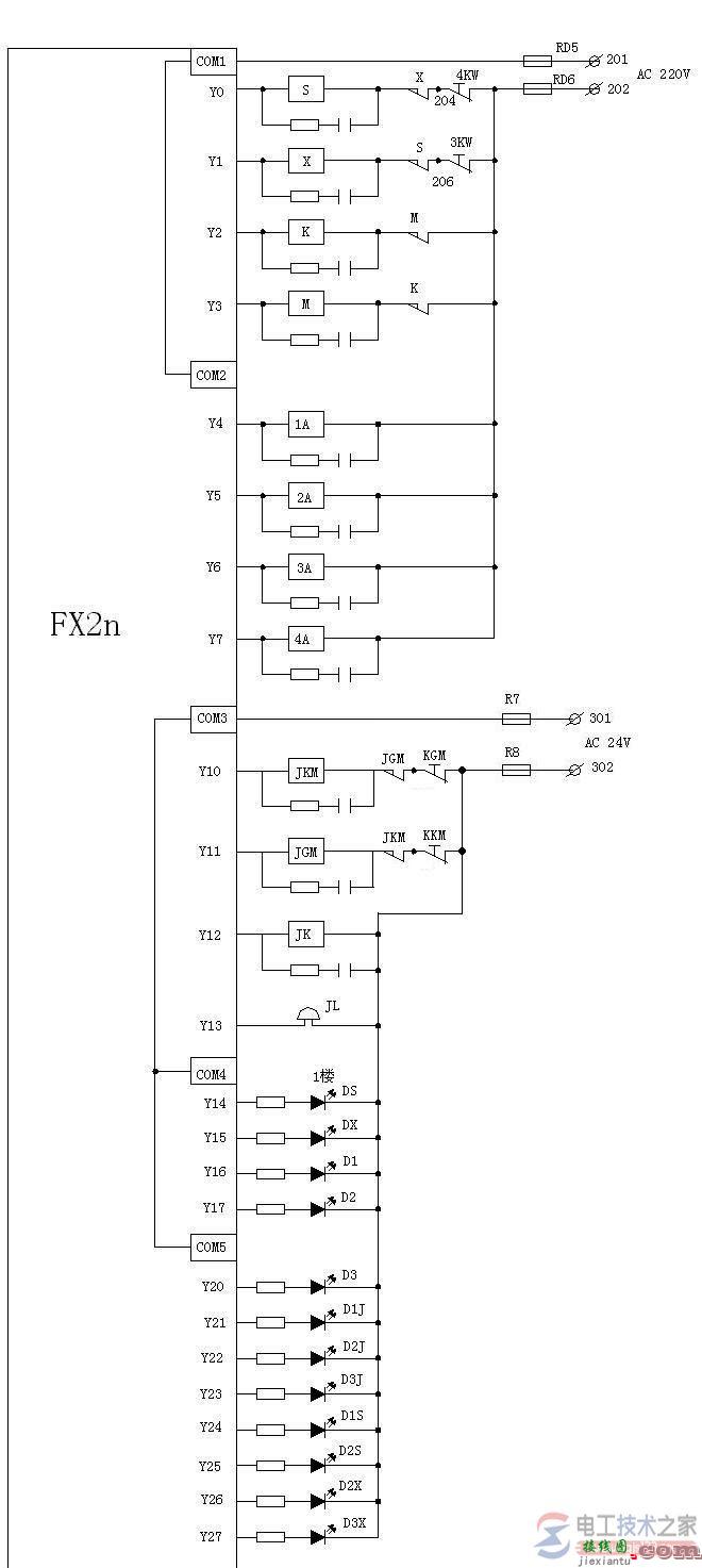 双速电梯电气原理图与plc安装接线图的电路大全  第4张