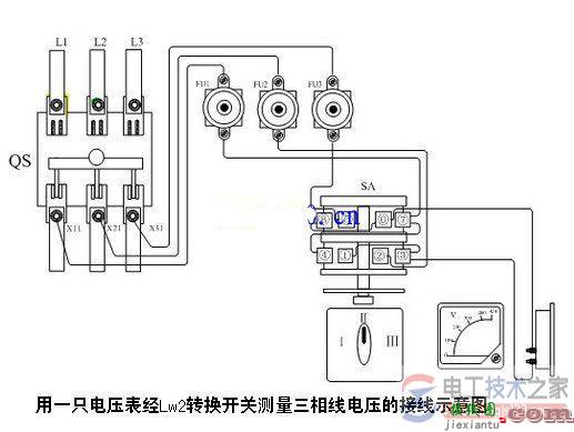 电压表经转换开关测量三相线电压如何接线？  第2张