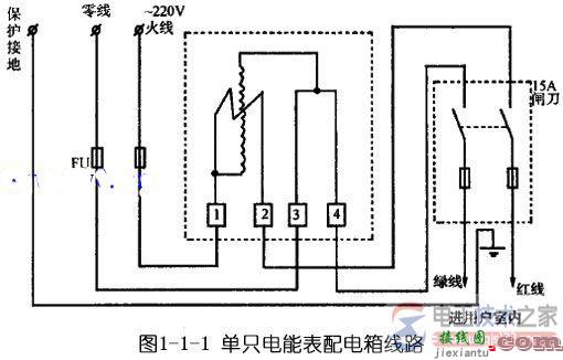 单只电能表配电箱线路的接线方式