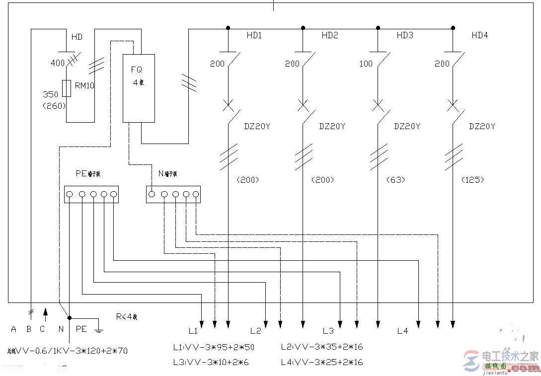 家用配电箱的接线图实例  第1张