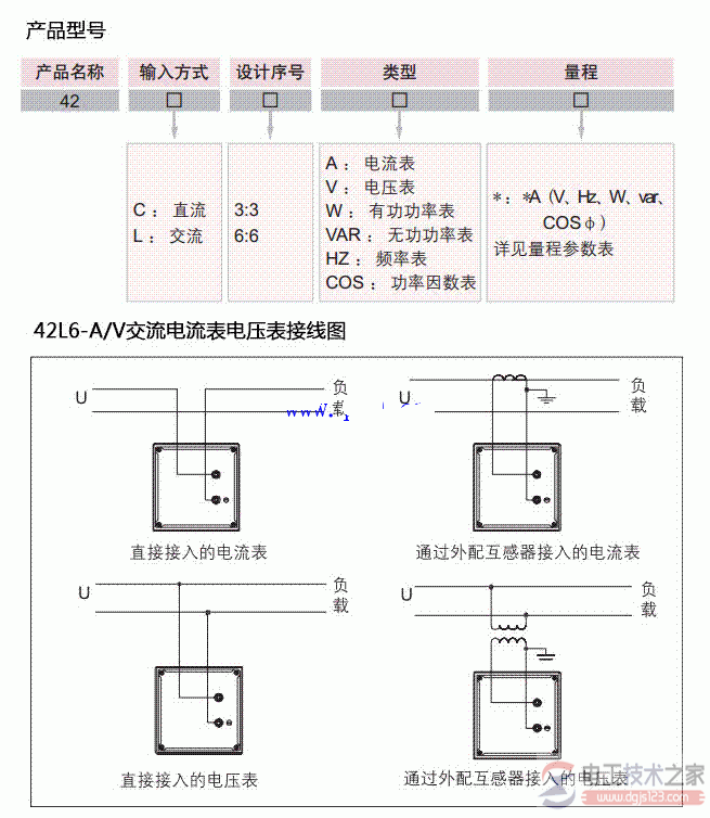 德力西指针式电流电压表接线图  第1张