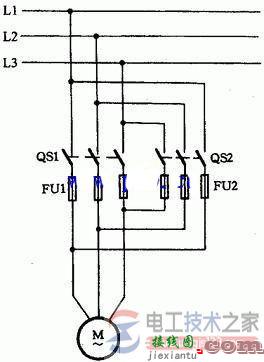 双闸刀开关控制电动机接线图与电路分析  第1张