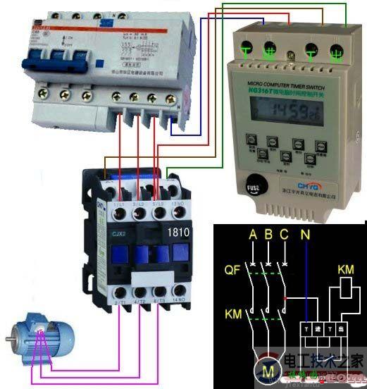 交流接触器微电脑时控开关的接线方法  第2张