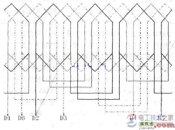 24槽4极电机单层链式的接线图  第1张