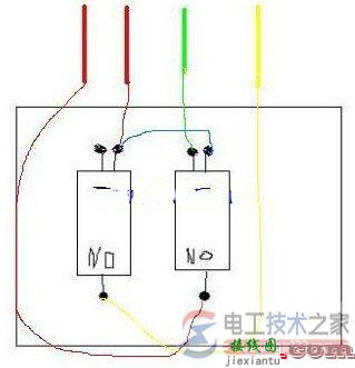 双联二位墙壁开关6接口4条线接线方法  第2张