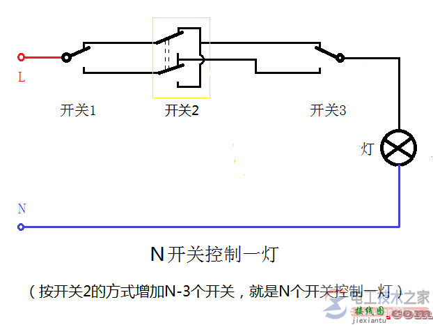 一灯三控四控接线实物图(多图)  第3张