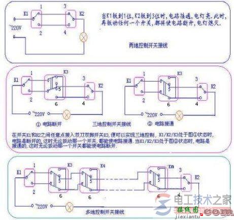 一灯三控四控接线实物图(多图)  第4张