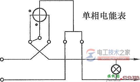 单相电能表的相线进出线接反的错误接线图  第1张