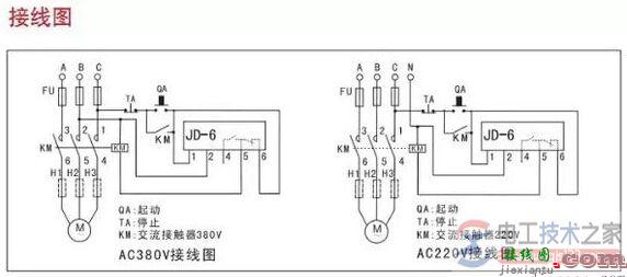 JD-6相序保护器接线图示例  第1张