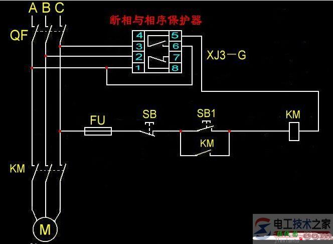 相序保护器接线图与参数设置  第1张