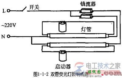 单管与多管荧光灯接线图线路图  第2张