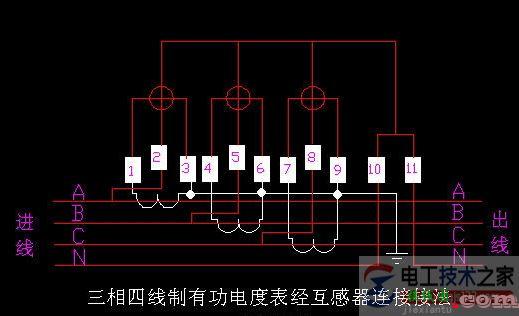 机械式三相四线制有功电度表接线图二种方法  第2张