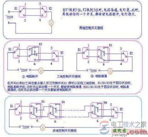 一灯多控开关怎么接线？一灯多控开关电路接线图  第1张