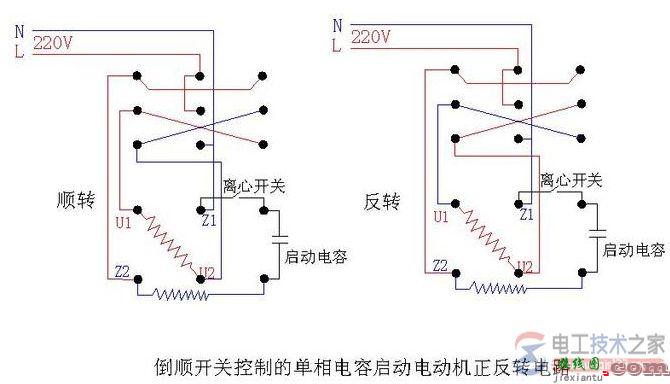 220v两相倒顺开关接线图与接线方法详解  第7张