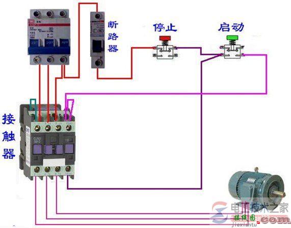 电动机交流接触器启停按钮的接线图二例  第2张