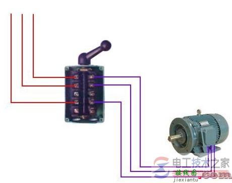 倒顺开关实现电动机正反转的接线图  第1张