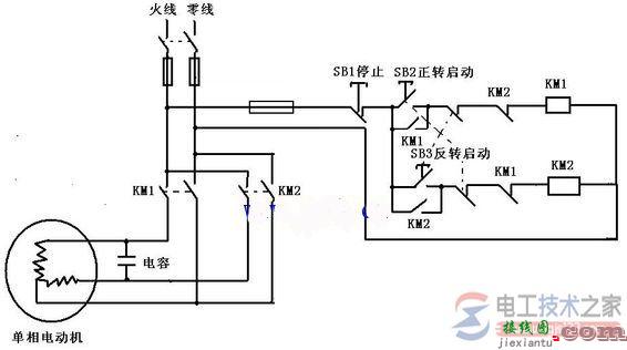 220V交流接触器电机单向接线图怎么实现？  第1张