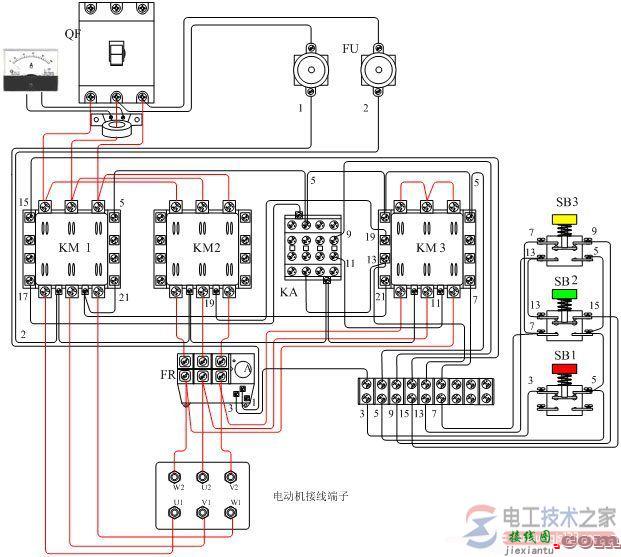 热继电器实现电动机过载保护的接线图  第1张