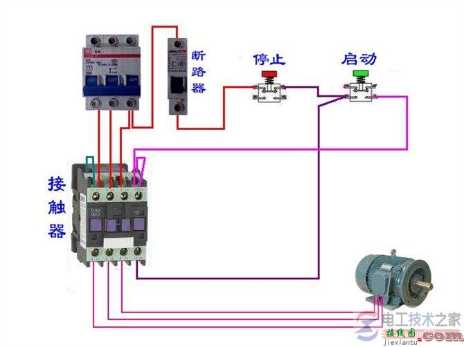 交流接触器控制电机起停的接线图  第3张