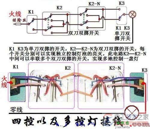 四控开关接线图实例解析  第1张