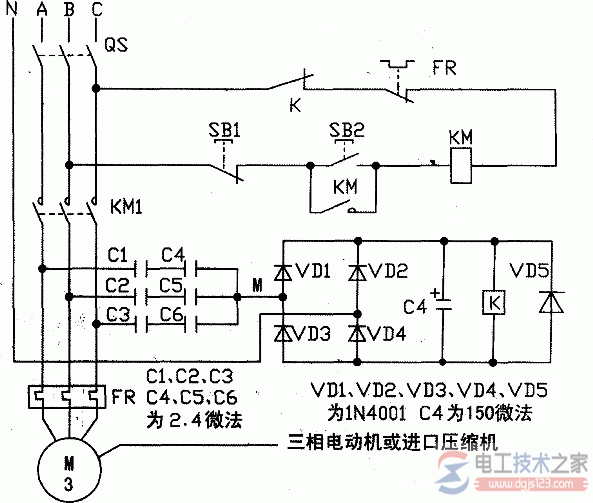 三相交流电机缺相保护器接线图及工作原理  第1张