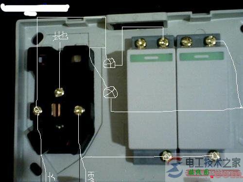 双联插座开关接线图怎么画？  第4张