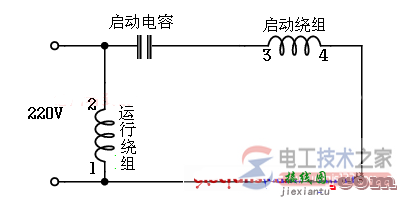 单相电机电容接线图及220V交流单相电机起动方式  第1张