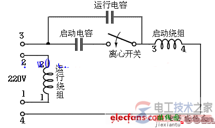 单相电机电容接线图及220V交流单相电机起动方式  第5张