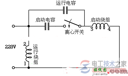 单相电机电容接线图及220V交流单相电机起动方式  第3张