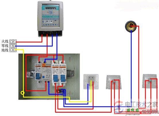 家庭电路安装接线图(零火地线)  第1张