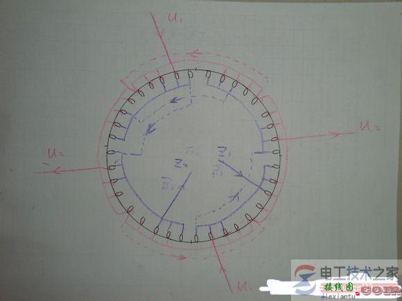 单相四极36槽电动机接线图怎么设计？  第1张