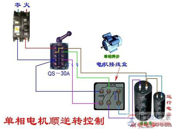 双电容单相电机正反转接线图实物图  第1张