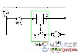 四脚继电器怎么接线，一例四脚继电器的接线图  第1张