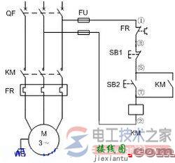 电动机单方向运转控制原理图与接线图  第2张