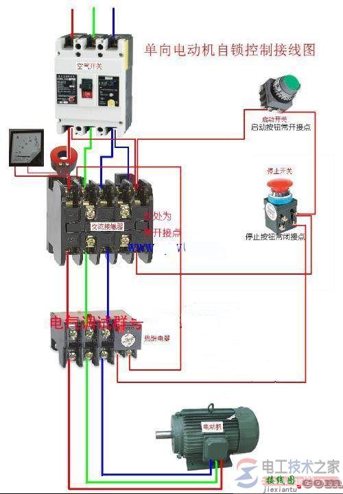 电动机接线图：单相电动机自锁控制接线图  第1张
