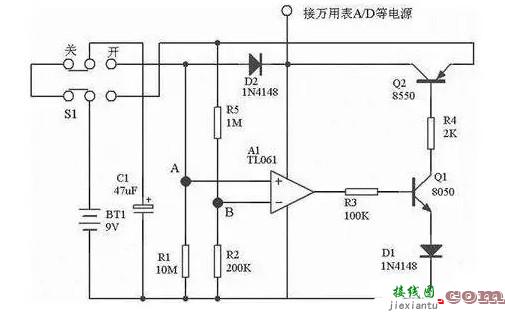 电子开关电路图原理（自动关机电路/电源开关电路/NPN继电器开关电路）  第1张