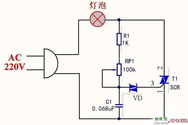 调光电路原理图（可控硅调光电路/单向晶闸管调光电路/日光灯光敏自动调光电路）  第1张